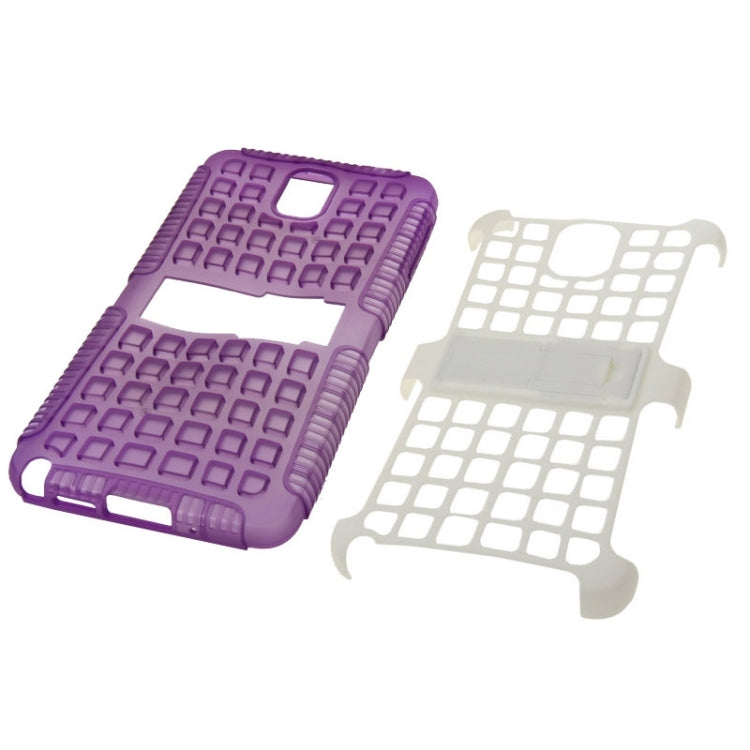 Grid Texture Plastics + TPU Combination Case with Holder for Galaxy Note III