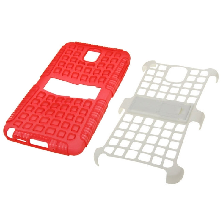 Grid Texture Plastics + TPU Combination Case with Holder for Galaxy Note III