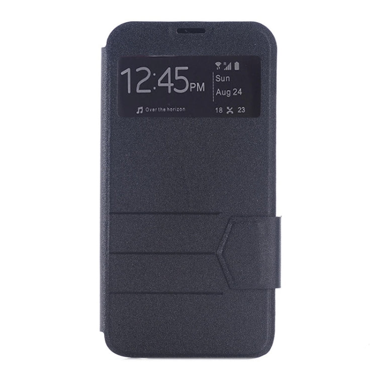 For Galaxy S6 / G920 Frosted Stripe Texture Horizontal Flip Leather Case with Call Display & Holder