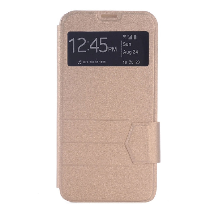 For Galaxy S6 / G920 Frosted Stripe Texture Horizontal Flip Leather Case with Call Display & Holder