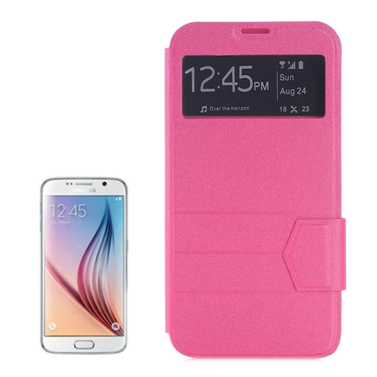 For Galaxy S6 / G920 Frosted Stripe Texture Horizontal Flip Leather Case with Call Display & Holder
