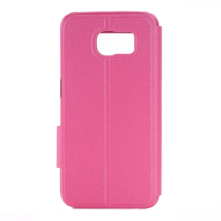 For Galaxy S6 / G920 Frosted Stripe Texture Horizontal Flip Leather Case with Call Display & Holder
