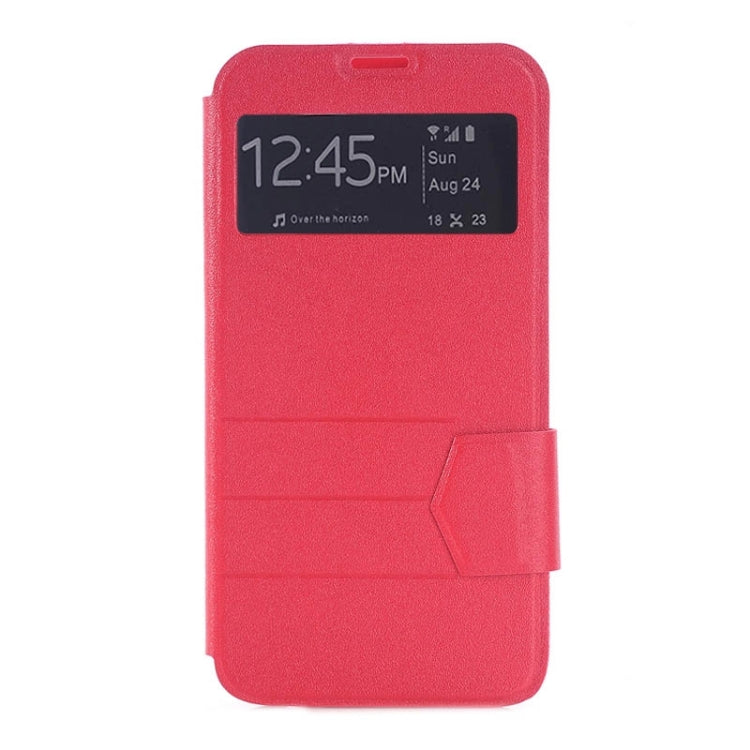 For Galaxy S6 / G920 Frosted Stripe Texture Horizontal Flip Leather Case with Call Display & Holder