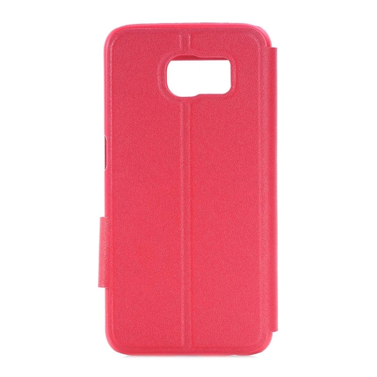For Galaxy S6 / G920 Frosted Stripe Texture Horizontal Flip Leather Case with Call Display & Holder