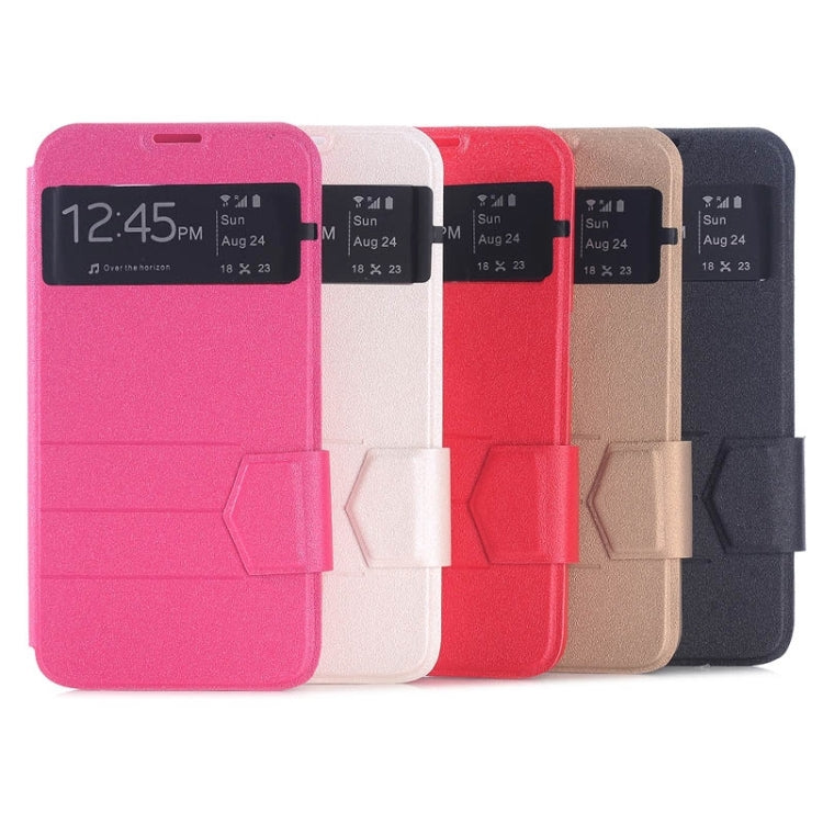 For Galaxy S6 / G920 Frosted Stripe Texture Horizontal Flip Leather Case with Call Display & Holder