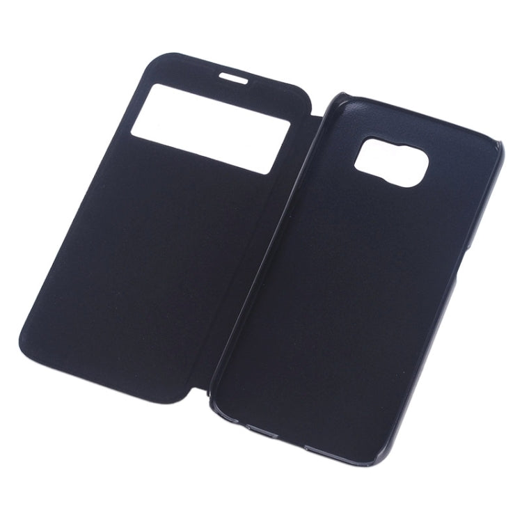 For Galaxy S6 / G920 Frosted Rhombus Texture Horizontal Flip Leather Case with Call Display ID & Holder