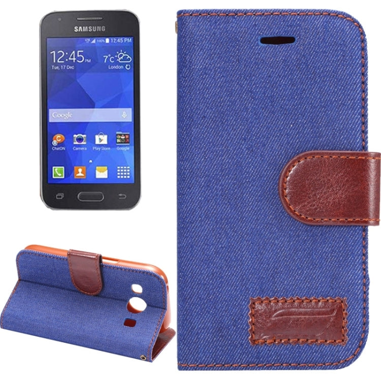 Denim Cloth Leather Case with Holder and Card Slots for Galaxy Ace Style LTE / G357FZ(Dark Blue)