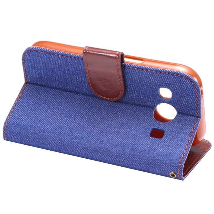 Denim Cloth Leather Case with Holder and Card Slots for Galaxy Ace Style LTE / G357FZ(Dark Blue)