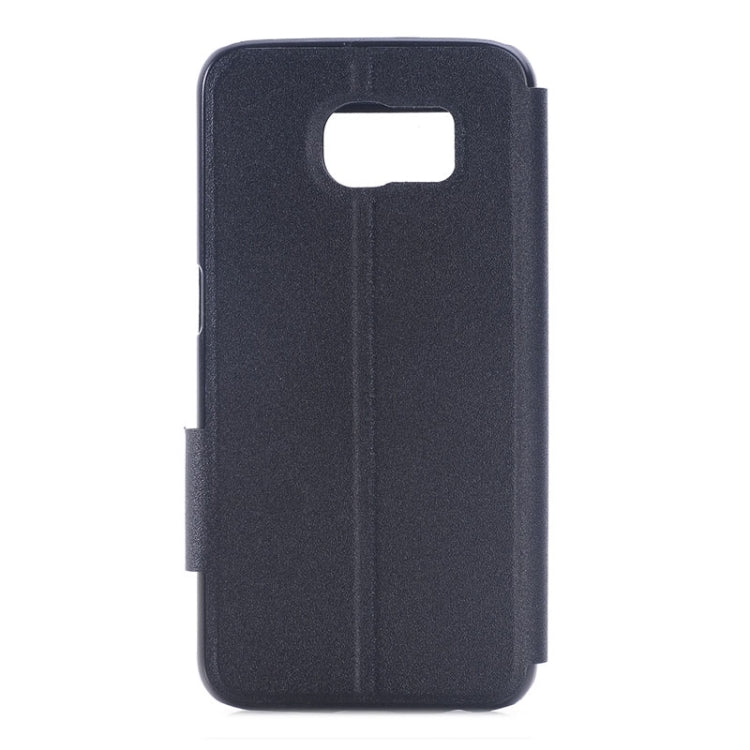 For Galaxy S6 Edge Frosted Stripe Texture Horizontal Flip Leather Case with Call Display ID & Holder