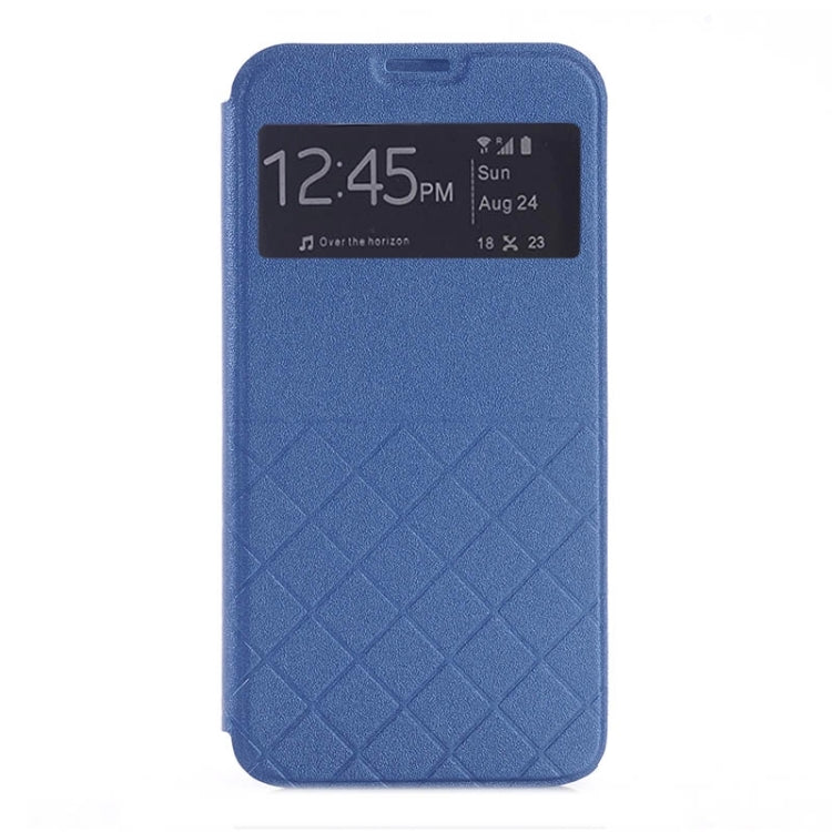 For Galaxy S6 Edge Frosted Rhombus Texture Horizontal Flip Leather Case with Call Display ID & Holder