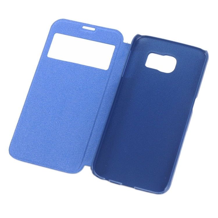 For Galaxy S6 Edge Frosted Rhombus Texture Horizontal Flip Leather Case with Call Display ID & Holder
