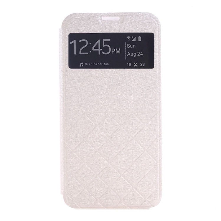 For Galaxy S6 Edge Frosted Rhombus Texture Horizontal Flip Leather Case with Call Display ID & Holder
