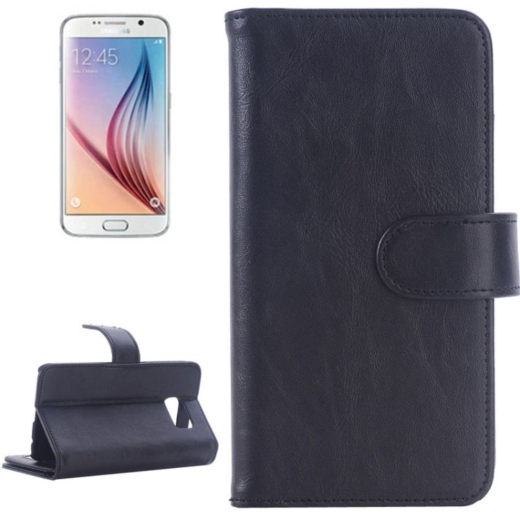 For Galaxy S6 / G920 Oil Skin Texture Horizontal Flip Magnetic Buckle Leather Case with 3 Page Card Slots & Wallet & Holder