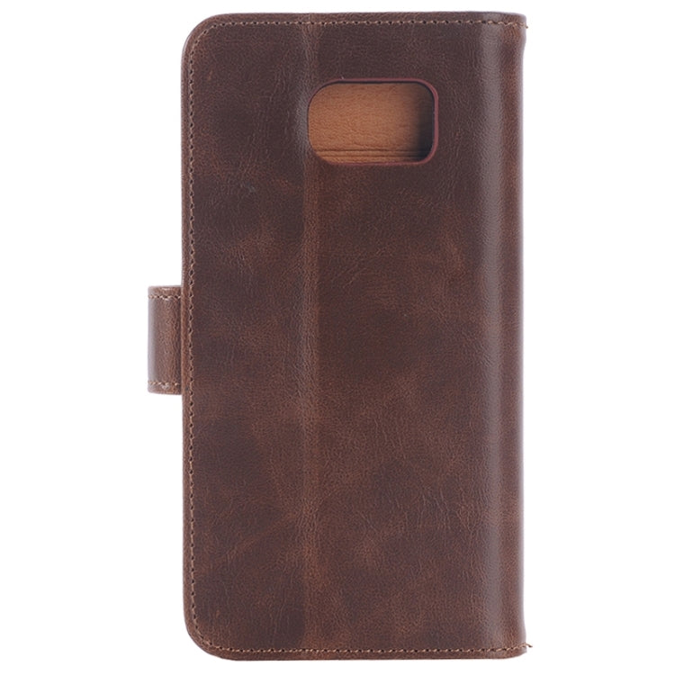 For Galaxy S6 / G920 Oil Skin Texture Horizontal Flip Magnetic Buckle Leather Case with 3 Page Card Slots & Wallet & Holder