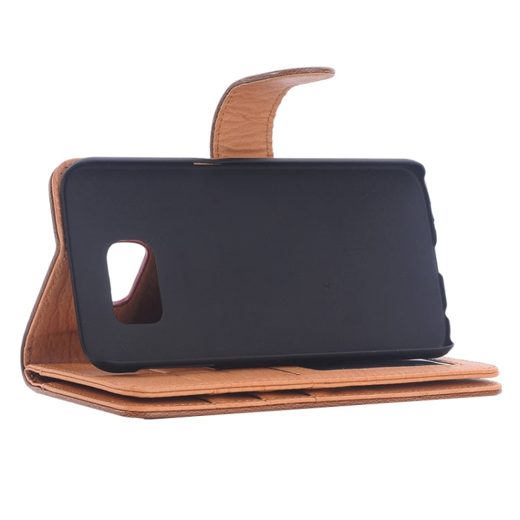 For Galaxy S6 / G920 Oil Skin Texture Horizontal Flip Magnetic Buckle Leather Case with 3 Page Card Slots & Wallet & Holder