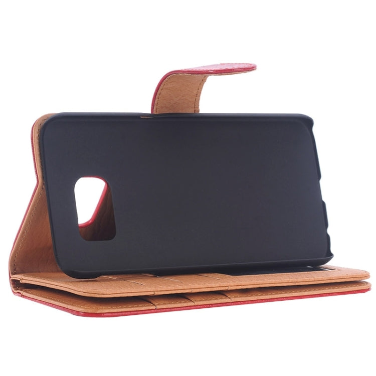 For Galaxy S6 / G920 Oil Skin Texture Horizontal Flip Magnetic Buckle Leather Case with 3 Page Card Slots & Wallet & Holder