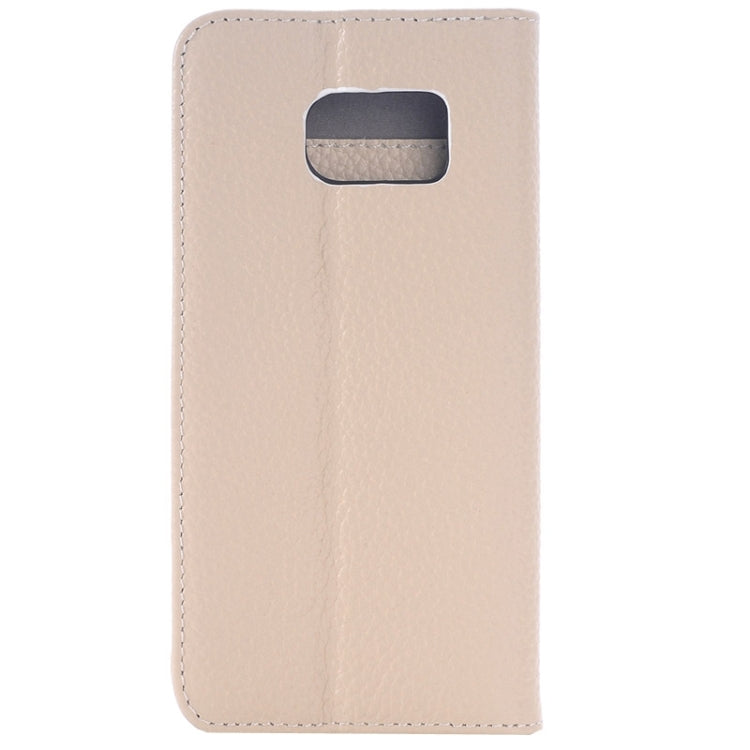 For Galaxy S6 / G920 Litchi Texture Horizontal Flip Genuine Leather Case with Card Slots & Holder