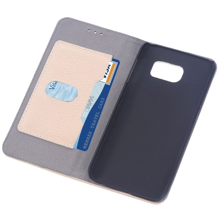 For Galaxy S6 / G920 Litchi Texture Horizontal Flip Genuine Leather Case with Card Slots & Holder