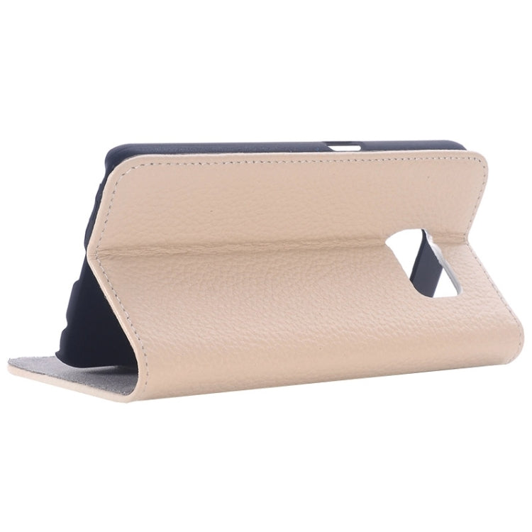 For Galaxy S6 / G920 Litchi Texture Horizontal Flip Genuine Leather Case with Card Slots & Holder