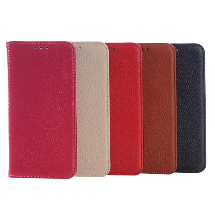 For Galaxy S6 / G920 Litchi Texture Horizontal Flip Genuine Leather Case with Card Slots & Holder