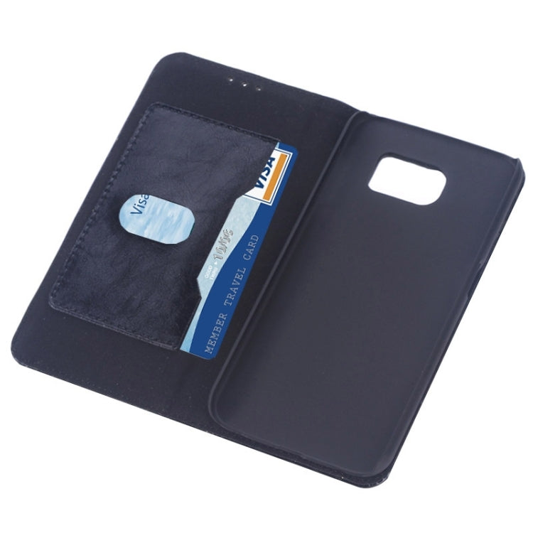 For Galaxy S6 / G920 Oil Skin Texture Horizontal Flip Genuine Leather Case with Card Slots & Holder