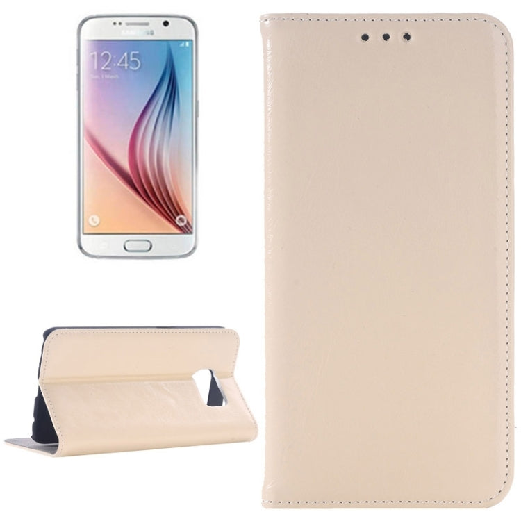 For Galaxy S6 / G920 Oil Skin Texture Horizontal Flip Genuine Leather Case with Card Slots & Holder