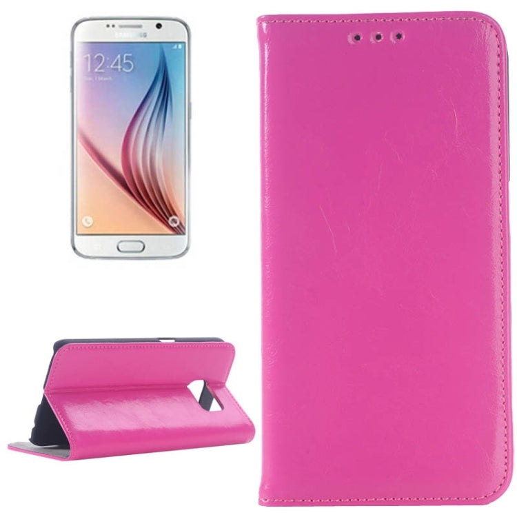 For Galaxy S6 / G920 Oil Skin Texture Horizontal Flip Genuine Leather Case with Card Slots & Holder