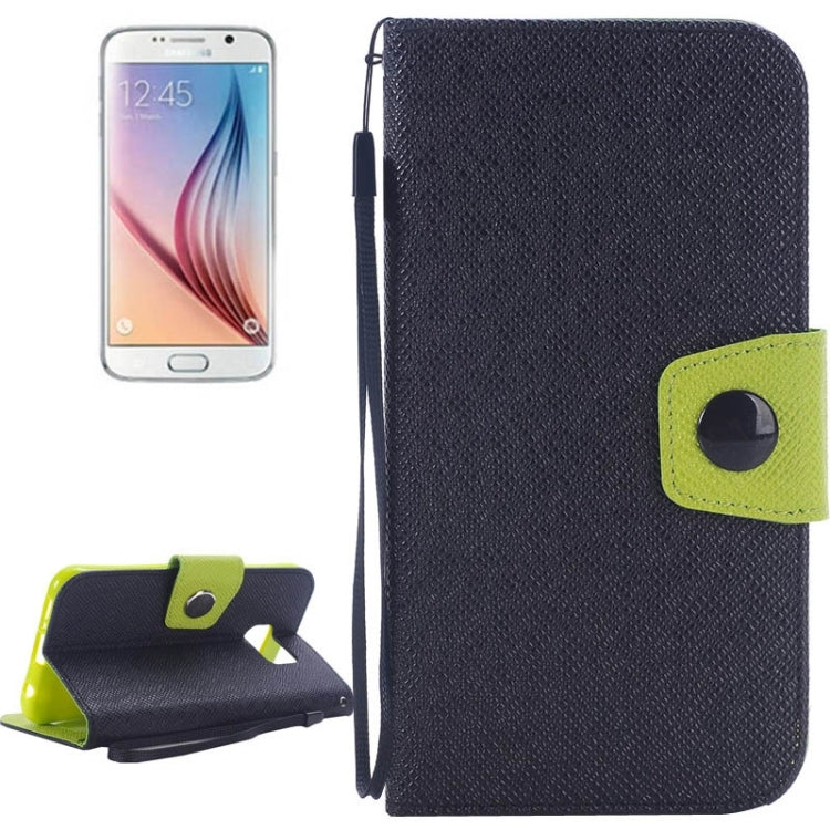 For Galaxy S6 / G920 Grain Texture Horizontal Flip Magnetic Buckle Contrast Color Leather Case with Card Slots & Wallet & Holder & Lanyard