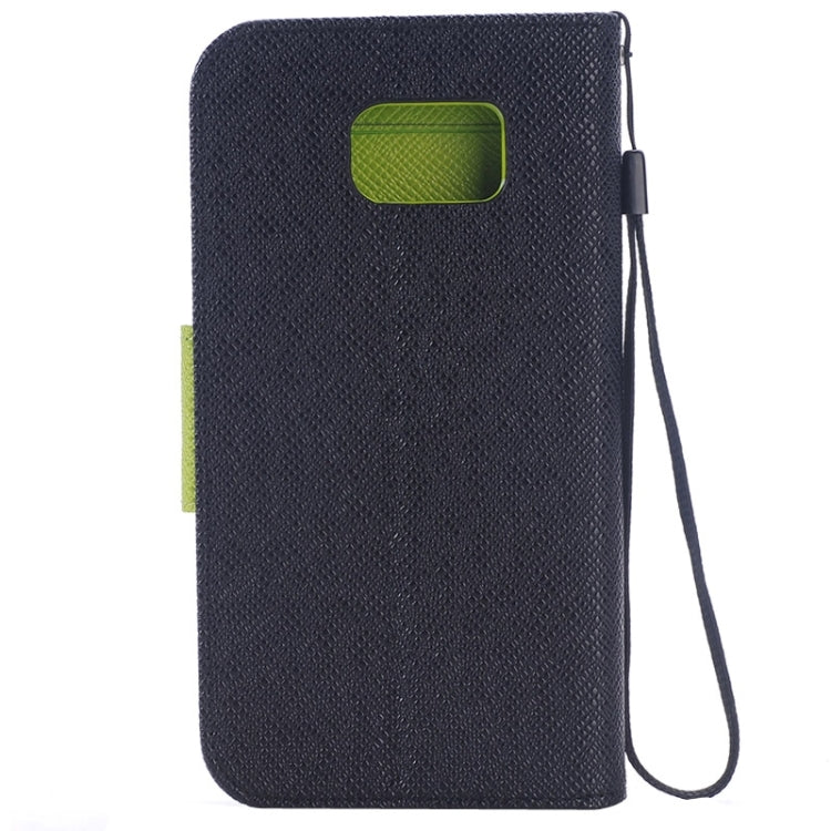 For Galaxy S6 / G920 Grain Texture Horizontal Flip Magnetic Buckle Contrast Color Leather Case with Card Slots & Wallet & Holder & Lanyard