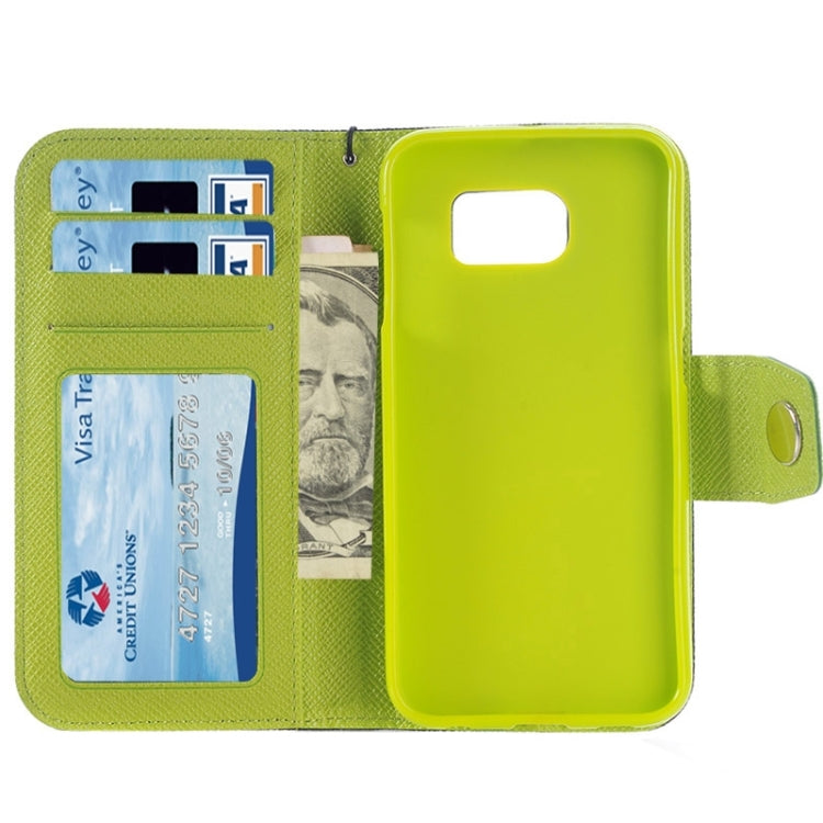 For Galaxy S6 / G920 Grain Texture Horizontal Flip Magnetic Buckle Contrast Color Leather Case with Card Slots & Wallet & Holder & Lanyard