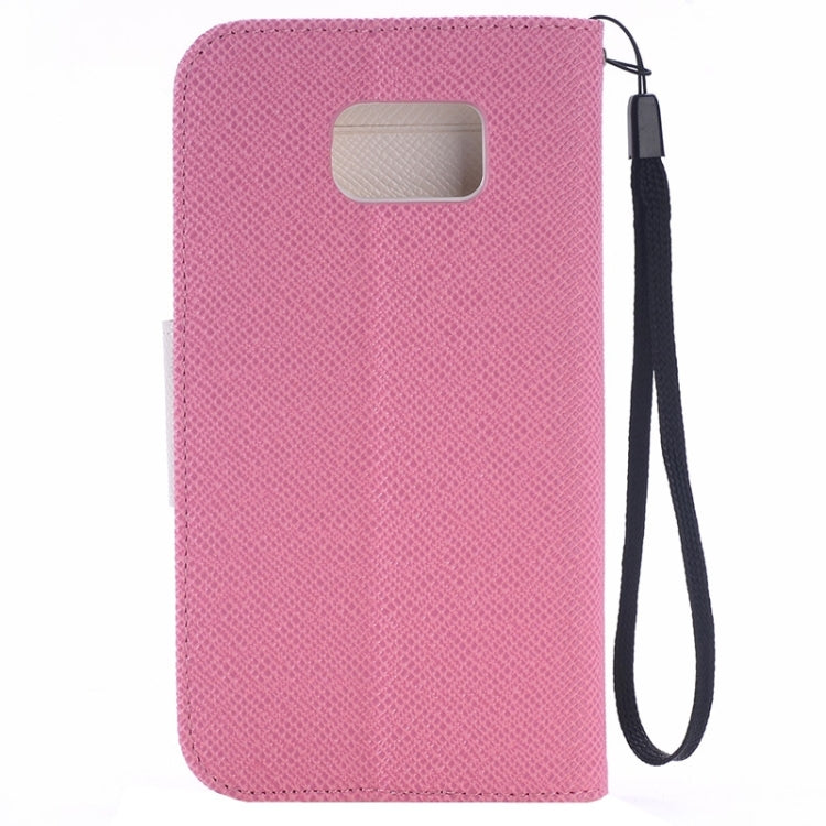 For Galaxy S6 / G920 Grain Texture Horizontal Flip Magnetic Buckle Contrast Color Leather Case with Card Slots & Wallet & Holder & Lanyard