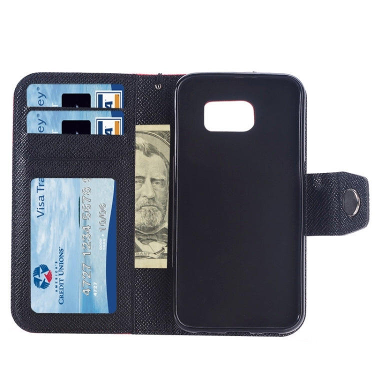 For Galaxy S6 / G920 Grain Texture Horizontal Flip Magnetic Buckle Contrast Color Leather Case with Card Slots & Wallet & Holder & Lanyard
