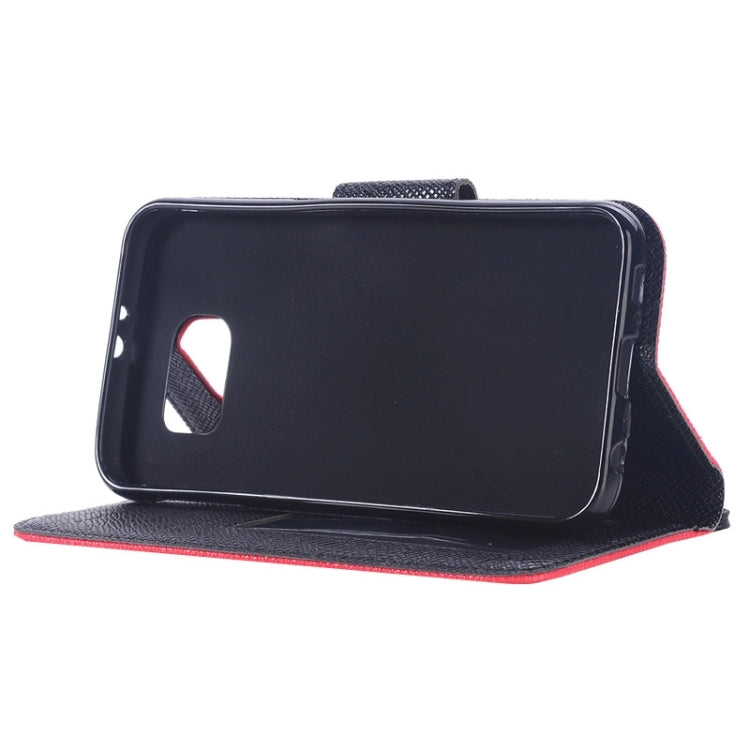 For Galaxy S6 / G920 Grain Texture Horizontal Flip Magnetic Buckle Contrast Color Leather Case with Card Slots & Wallet & Holder & Lanyard