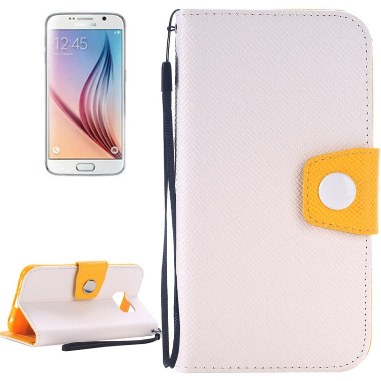 For Galaxy S6 / G920 Grain Texture Horizontal Flip Magnetic Buckle Contrast Color Leather Case with Card Slots & Wallet & Holder & Lanyard