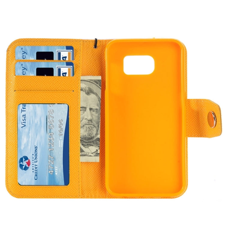 For Galaxy S6 / G920 Grain Texture Horizontal Flip Magnetic Buckle Contrast Color Leather Case with Card Slots & Wallet & Holder & Lanyard