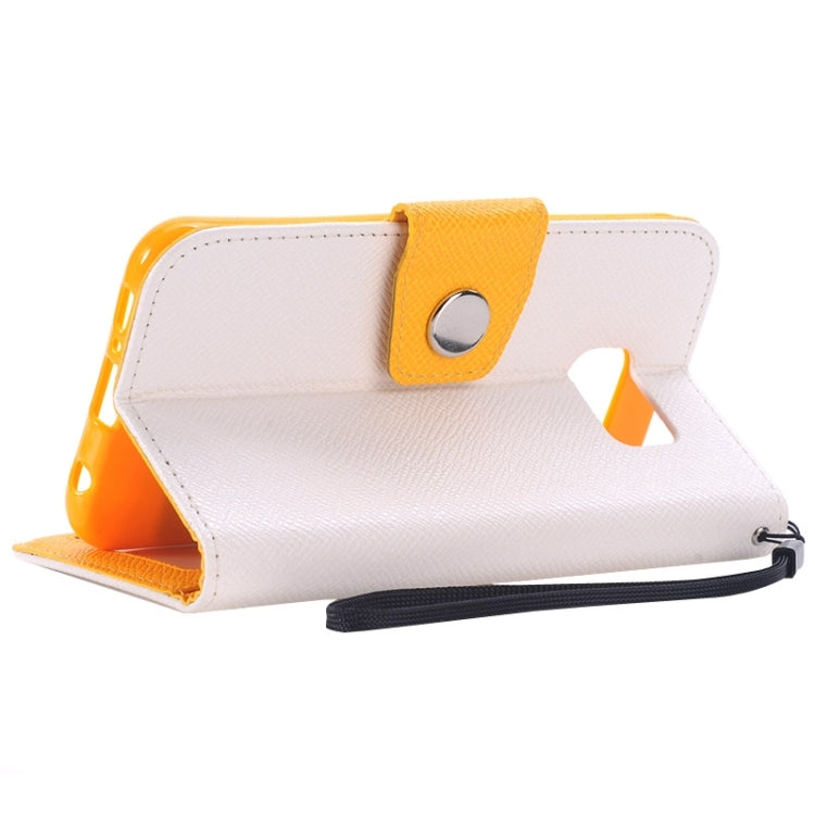 For Galaxy S6 / G920 Grain Texture Horizontal Flip Magnetic Buckle Contrast Color Leather Case with Card Slots & Wallet & Holder & Lanyard