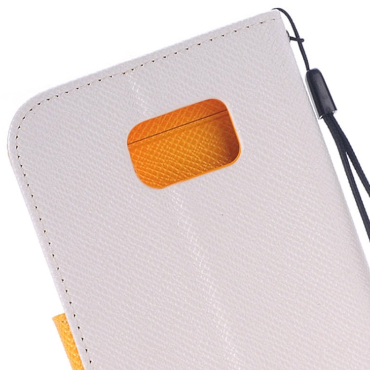 For Galaxy S6 / G920 Grain Texture Horizontal Flip Magnetic Buckle Contrast Color Leather Case with Card Slots & Wallet & Holder & Lanyard