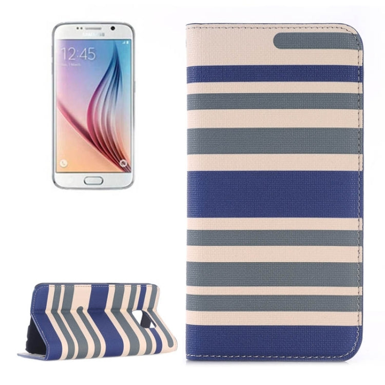 For Galaxy S6 / G920 Color Matching Texture Horizontal Flip Leather Case with Card Slots & Wallet & Holder