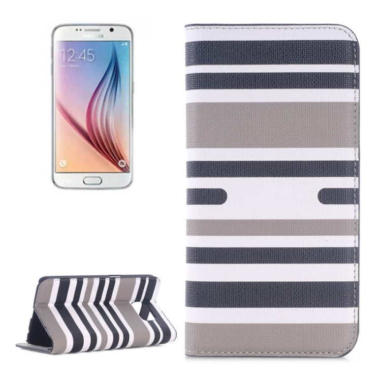 For Galaxy S6 / G920 Color Matching Texture Horizontal Flip Leather Case with Card Slots & Wallet & Holder