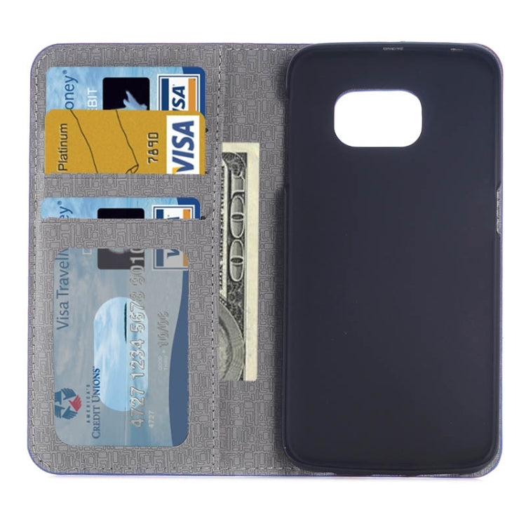 For Galaxy S6 Edge Color Matching Texture Horizontal Flip Leather Case with Card Slots & Wallet & Holder