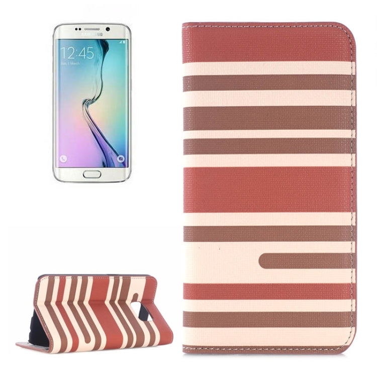 For Galaxy S6 Edge Color Matching Texture Horizontal Flip Leather Case with Card Slots & Wallet & Holder