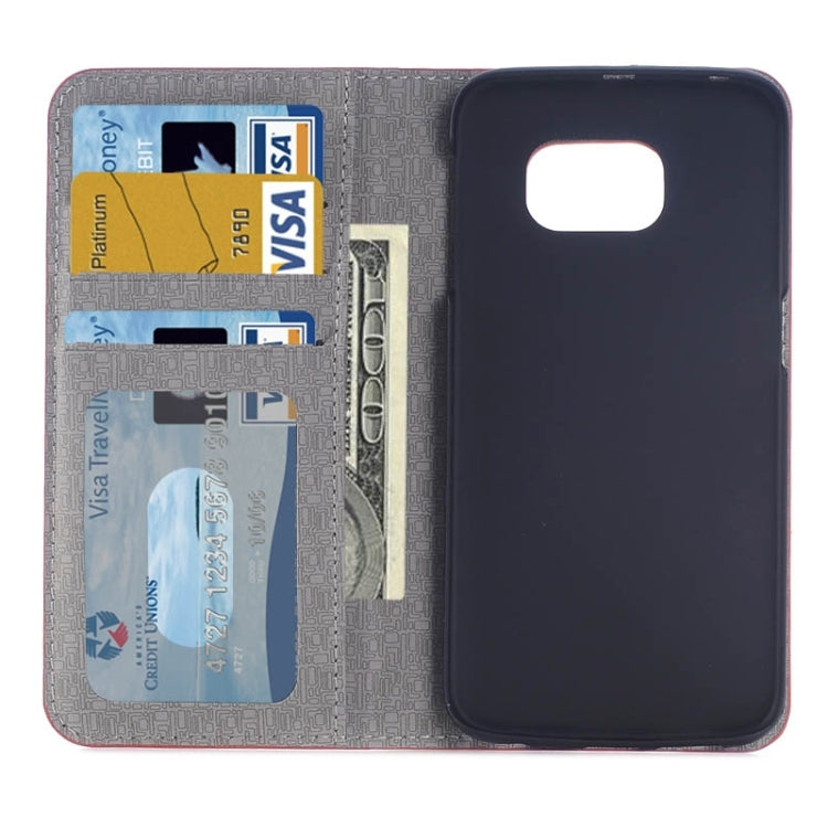 For Galaxy S6 Edge Color Matching Texture Horizontal Flip Leather Case with Card Slots & Wallet & Holder