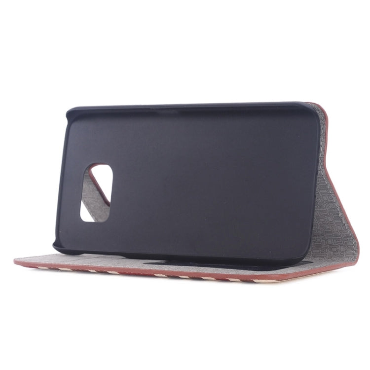 For Galaxy S6 Edge Color Matching Texture Horizontal Flip Leather Case with Card Slots & Wallet & Holder