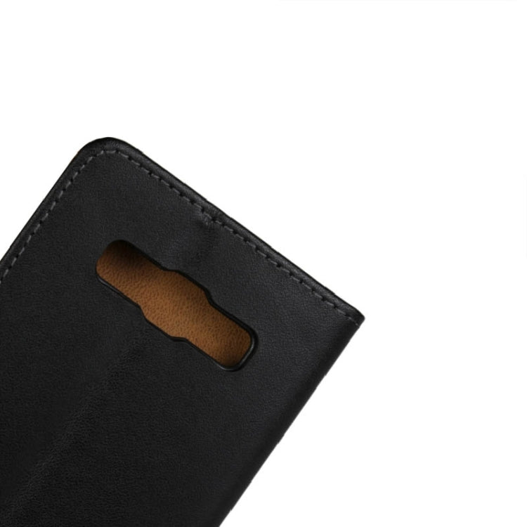 Plain Weave Texture Horizontal Flip Magnetic Buckle Genuine Split Leather Case with Card Slots & Wallet & Holder for Galaxy A3 / A300