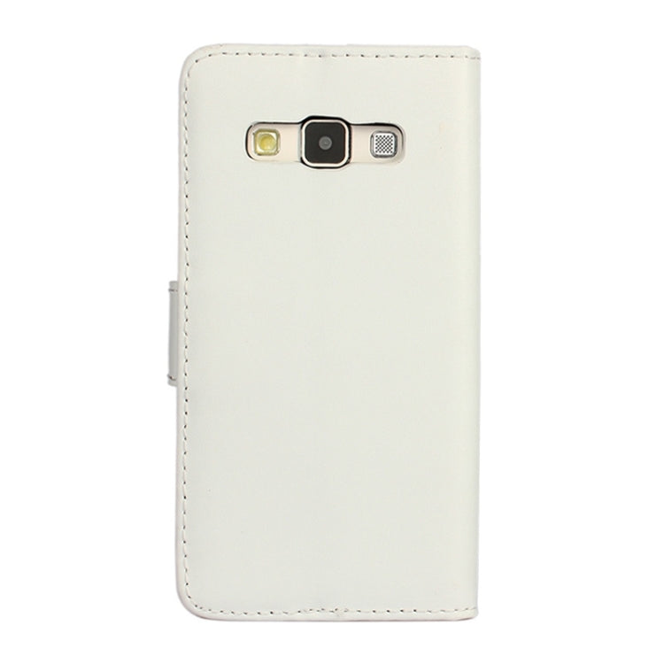 Plain Weave Texture Horizontal Flip Magnetic Buckle Genuine Split Leather Case with Card Slots & Wallet & Holder for Galaxy A3 / A300