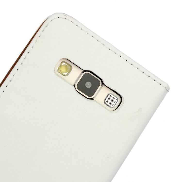 Plain Weave Texture Horizontal Flip Magnetic Buckle Genuine Split Leather Case with Card Slots & Wallet & Holder for Galaxy A3 / A300