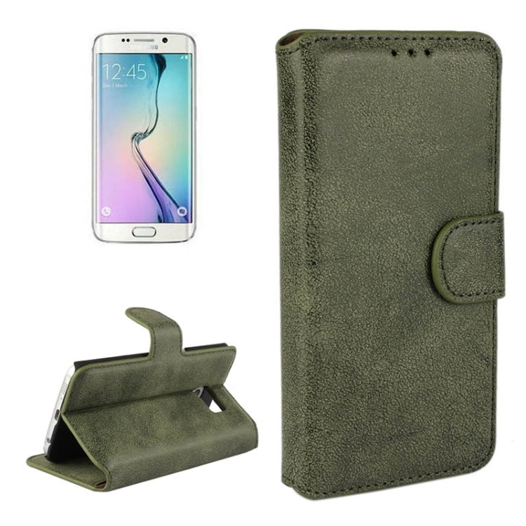 For Galaxy S6 Edge Frosted Texture Horizontal Flip Leather Case with Card Slots & Wallet & Holder