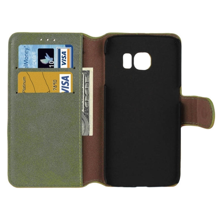 For Galaxy S6 Edge Frosted Texture Horizontal Flip Leather Case with Card Slots & Wallet & Holder