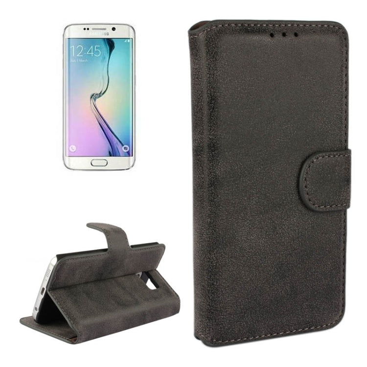 For Galaxy S6 Edge Frosted Texture Horizontal Flip Leather Case with Card Slots & Wallet & Holder