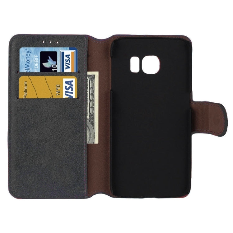 For Galaxy S6 Edge Frosted Texture Horizontal Flip Leather Case with Card Slots & Wallet & Holder